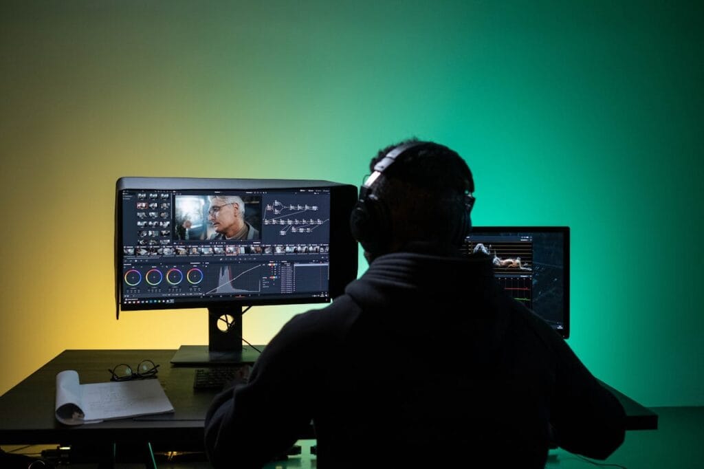 pexels-photo-8102677 A Man Sitting on Front of the Computer while Editing Video